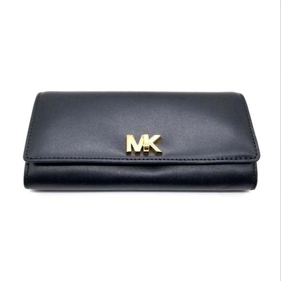 NWT Michael Kors Black Large Travel Carryall Leather Wallet Billfold Coin - Picture 3 of 13